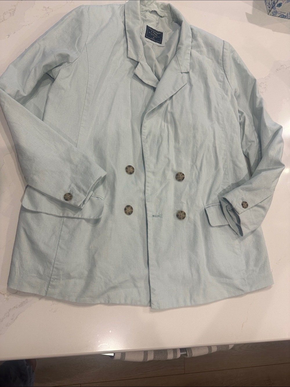Abercrombie & Fitch Linen and Cotton Blend Blue Blazer size medium